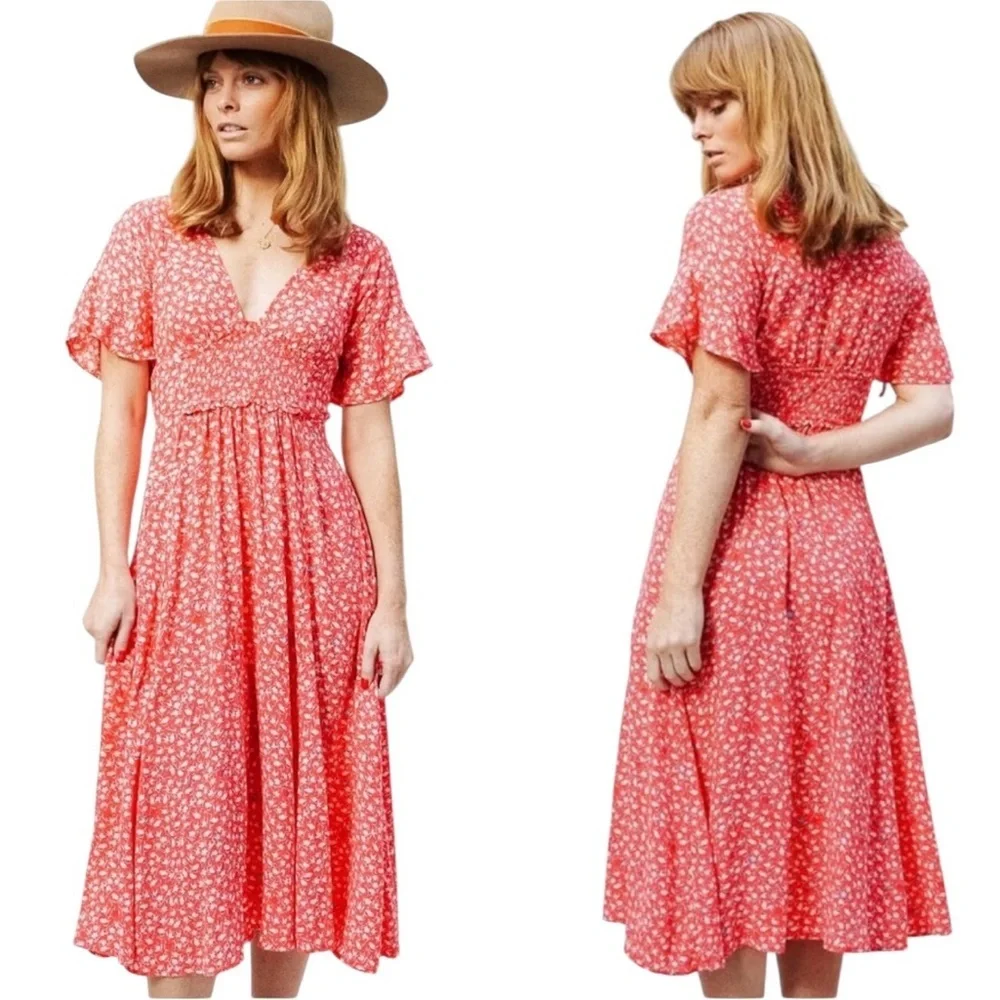 FREE PEOPLE In Full Bloom Dress – Red | Size M - Picture 2 of 8